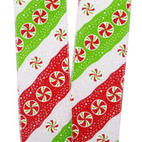PaperMart Christmas Candy 2.5" Red, Green & White Canvas Ribbon with Peppermint Candies - 10 Yards