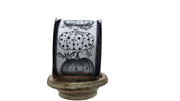 PaperMart Halloween 2.5 inch Cheery Black & White Jack 'O Lanterns & Pumpkins - 10 Yards
