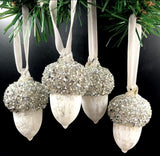 Perpetual Ribbons d.stevens Valley Oak Crystal Acorn Ornaments - 4 Pieces per box - Designer Christmas Ornaments