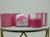 Perpetual Ribbons Pink Flamingo Stripe Kit Various Spring Ribbon Kits - Color Coordinated Ribbon Sets - Ready To Use Home Decor Ribbon Kits