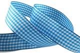 Perpetual Ribbons Turquoise 1.5" Gingham Ribbon - Various Colors - 50 Yard Bargain Rolls