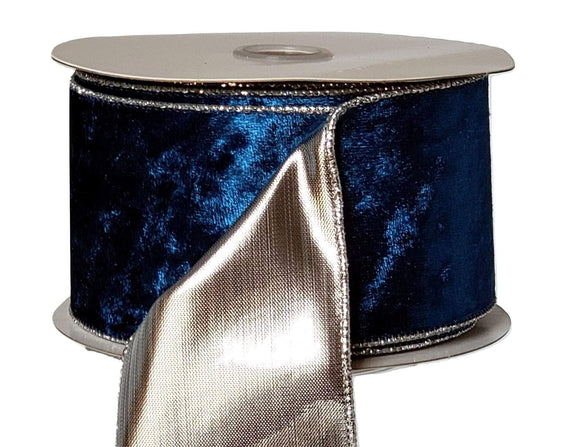 Wired Plush Metallic Backed Velvet Ribbon, 2.5 Inches Wide