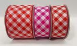 PerpetualRibbons Checks 10 Yards 1.5 or 2.5 Inch Red & White Basketweave Ribbon - DISCONTINUED PRINT 10 Yards of Wired Basketweave Ribbon | Perpetual Ribbons