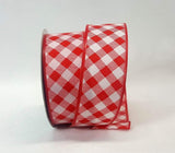 PerpetualRibbons Checks 10 Yards 1.5 or 2.5 Inch Red & White Basketweave Ribbon - DISCONTINUED PRINT 10 Yards of Wired Basketweave Ribbon | Perpetual Ribbons