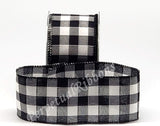 PerpetualRibbons Checks 2.5" DOUBLE SIDED Black & White Buffalo Check Wired Ribbon - 10 Yards 10 Yards Wired Check Ribbon | Perpetual Ribbons