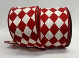 PerpetualRibbons Checks Red 2.5 inch Harlequin Ribbon in Different Color Combos of Red & Black - DISCONTINUED PRINT - 10 Yards