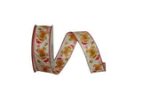PerpetualRibbons Christmas Characters 1.5 inch Creamy Satin Ribbon Featuring Gingerbread Men in Santa Hats - 5 Yards