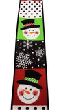 PerpetualRibbons Christmas Characters 2.5 inch Wired Christmas Ribbon - Various Blocks with Snowman Faces, Dots & Snowflakes - Snowman Ribbon - 10 Yards