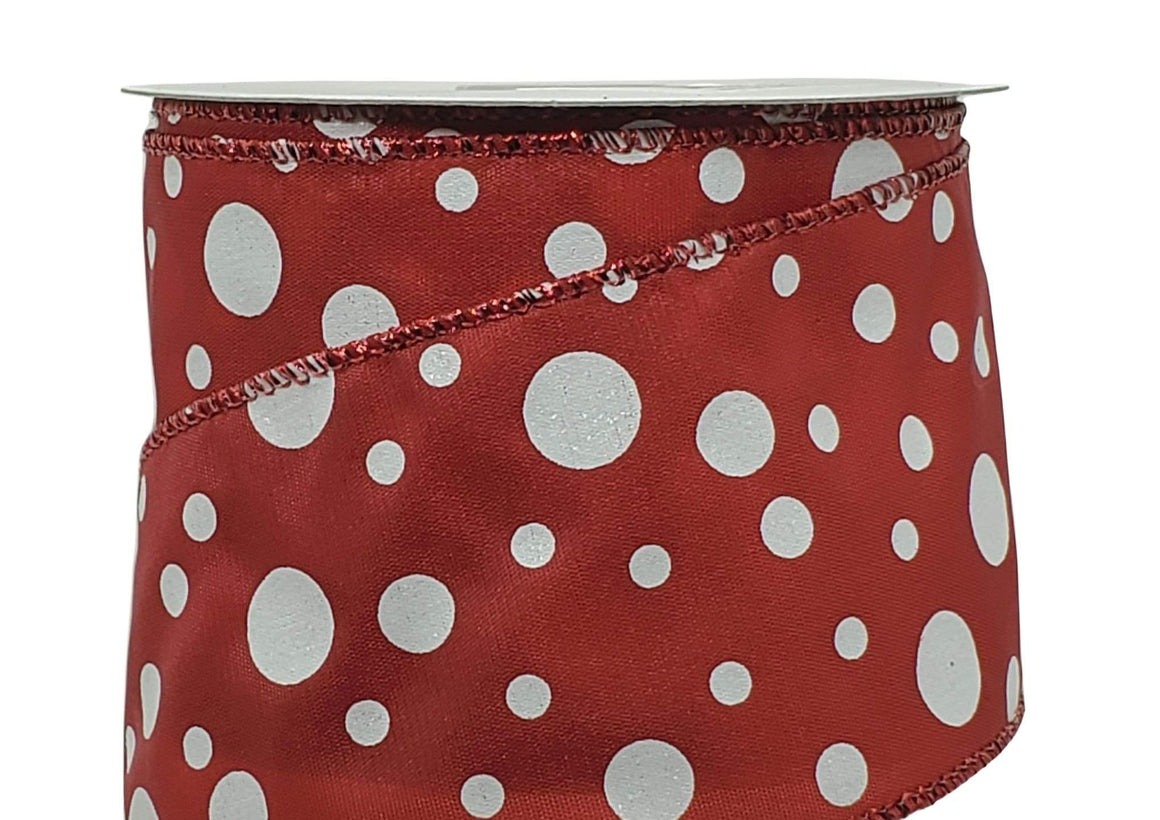 2.5 inch Red Satin Ribbon with Various Size White Polka Dots Ribbon ...