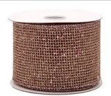 PerpetualRibbons Christmas Glitter 2.5" 1.5" or 2.5" Rose Gold Net Ribbon - Wired Christmas Ribbon - 10 Yards