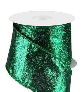 2.5 Lustrous Glitter Ribbon: Emerald Green (10 Yards) [X820640-17