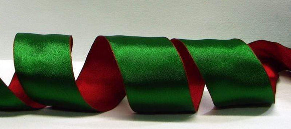 PerpetualRibbons Christmas Solids 1.5 or 2.5 inch Wired Satin Christmas Ribbon - 5 Yards