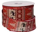 PerpetualRibbons Christmas Winter Ribbon Wired Christmas Ribbon - 1.5 inch Ugly Sweater Moose Ribbon - 5 Yards