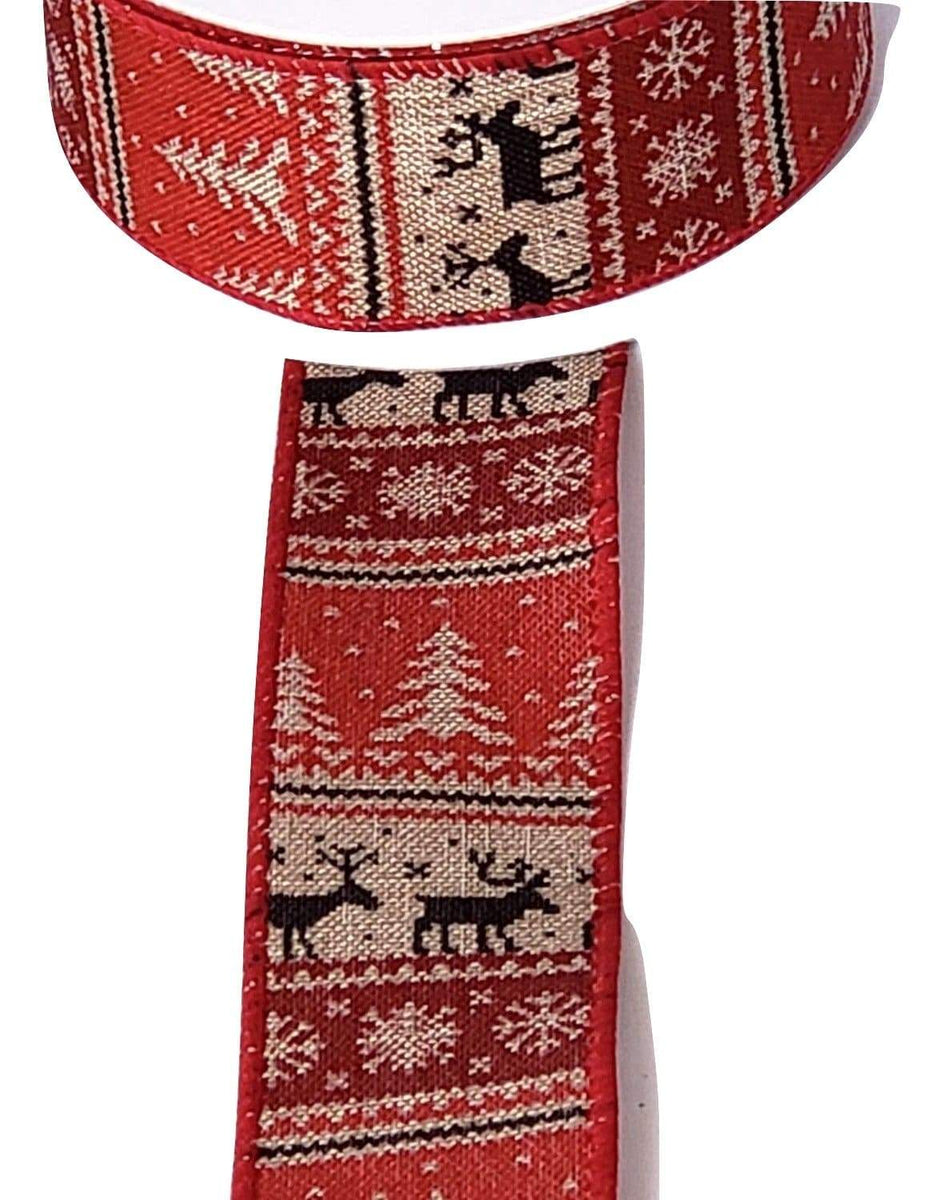 Wired Christmas Ribbon - 1.5 inch Ugly Sweater Moose Ribbon - 10 Yards ...