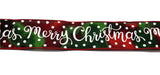PerpetualRibbons Christmas Words 2.5 inch Dark Red & Green Tri Color Canvas Ribbon with Cream Glittered Merry Christmas Script - 10 Yards