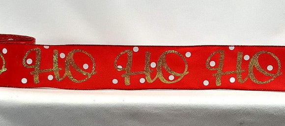 PerpetualRibbons Christmas Words 2.5 inch Red Satin Ribbon with White Polka Dots & 