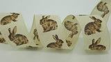 PerpetualRibbons Easter 2.5 inch Canvas Ribbon with Brown Bunnies - 10 Yards