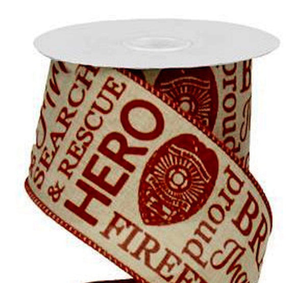 PerpetualRibbons Misc Ribbon 2.5 inch Natural Canvas Fire Fighter Ribbon - 10 Yards