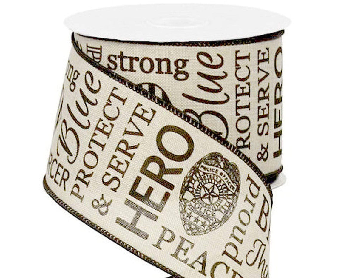 2.5 inch Wired Light Natural & Black Police Ribbon - 10 Yards ...