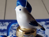 PerpetualRibbons Ornaments d.stevens 5 inch Blue & White Glazed Porcelain Bell with A Dove on Top - Christmas Ornament or Home Decor Item 10 Yards Wired Dupioni Ribbon | Perpetual Ribbons