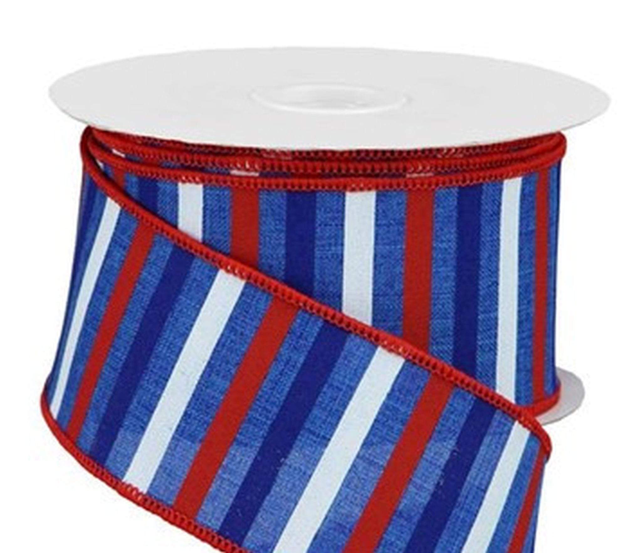 1.5 or 2.5 Wired Patriotic Ribbon - Patriotic Striped Ribbon - 10 Ya –  Perpetual Ribbons