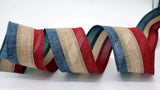 PerpetualRibbons Patriotic Ribbon 2.5 inch Red Natural & Blue Tri-Striped Ribbon - 10 Yards