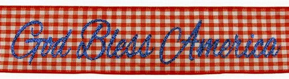 PerpetualRibbons Patriotic Ribbon 2.5 inch Red & White Gingham Ribbon with 