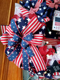 PerpetualRibbons Patriotic Ribbon 2.5 inch Wired Blue Canvas Ribbon w/Large White Stars - 10 yards
