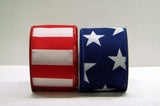 PerpetualRibbons Patriotic Ribbon 2.5 inch Wired Blue Ribbon with Large White Stars - 10 Yards
