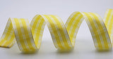 PerpetualRibbons Plaid 1.5 inch Yellow & White Spring Plaid Ribbon - 5 Yards