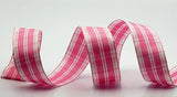 1.5" Pink & White Spring Plaid Ribbon - 5 Yards - Perpetual Ribbons