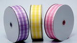 PerpetualRibbons Plaid 1.5" Pink & White Spring Plaid Ribbon - 5 Yards