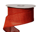 PerpetualRibbons Solids 1.5 1.5" & 2.5" Burnt Orange / Rust Linen Wired Ribbon - Autumn Ribbon - 10 Yards