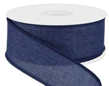PerpetualRibbons Solids 1.5 1.5" & 2.5" Solid Navy Blue Canvas Ribbon - Wired Craft Ribbon - 10 Yards