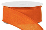 PerpetualRibbons Solids 1.5 1.5" & 2.5" Solid Orange Canvas Ribbon - Wired Craft Ribbon - 10 Yards