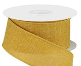 PerpetualRibbons Solids 1.5 1.5" or 2.5" inch Mustard Canvas Wired Ribbon - Solid Autumn Ribbon - 10 Yards