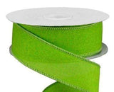 PerpetualRibbons Solids 1.5 1.5" or 2.5" Lime Green Crisp Linen Ribbon - 10 Yards