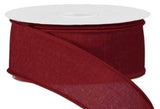 PerpetualRibbons Solids 1.5 1.5" or 2.5" Solid Burgundy Canvas Ribbon - Wired Craft Ribbon - 10 Yards