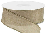 PerpetualRibbons Solids 1.5 1.5" or 2.5" Solid Light Beige Canvas Ribbon - Wired Craft Ribbon - 10 Yards