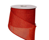 PerpetualRibbons Solids 2.5 1.5" & 2.5" Burnt Orange / Rust Linen Wired Ribbon - Autumn Ribbon - 10 Yards