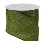 PerpetualRibbons Solids 2.5 1.5" & 2.5" Moss Green Canvas Ribbon - 10 Yards