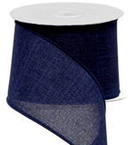 PerpetualRibbons Solids 2.5 1.5" & 2.5" Solid Navy Blue Canvas Ribbon - Wired Craft Ribbon - 10 Yards