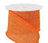 PerpetualRibbons Solids 2.5 1.5" & 2.5" Solid Orange Canvas Ribbon - Wired Craft Ribbon - 10 Yards