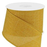 PerpetualRibbons Solids 2.5 1.5" or 2.5" inch Mustard Canvas Wired Ribbon - Solid Autumn Ribbon - 10 Yards
