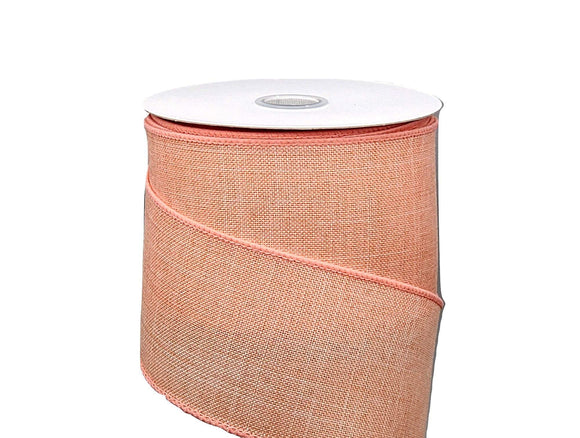 PerpetualRibbons Solids 2.5 1.5 or 2.5 inch Solid Peach Linen Ribbon - 10 Yards