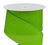PerpetualRibbons Solids 2.5 1.5" or 2.5" Lime Green Crisp Linen Ribbon - 10 Yards
