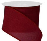 PerpetualRibbons Solids 2.5 1.5" or 2.5" Solid Burgundy Canvas Ribbon - Wired Craft Ribbon - 10 Yards