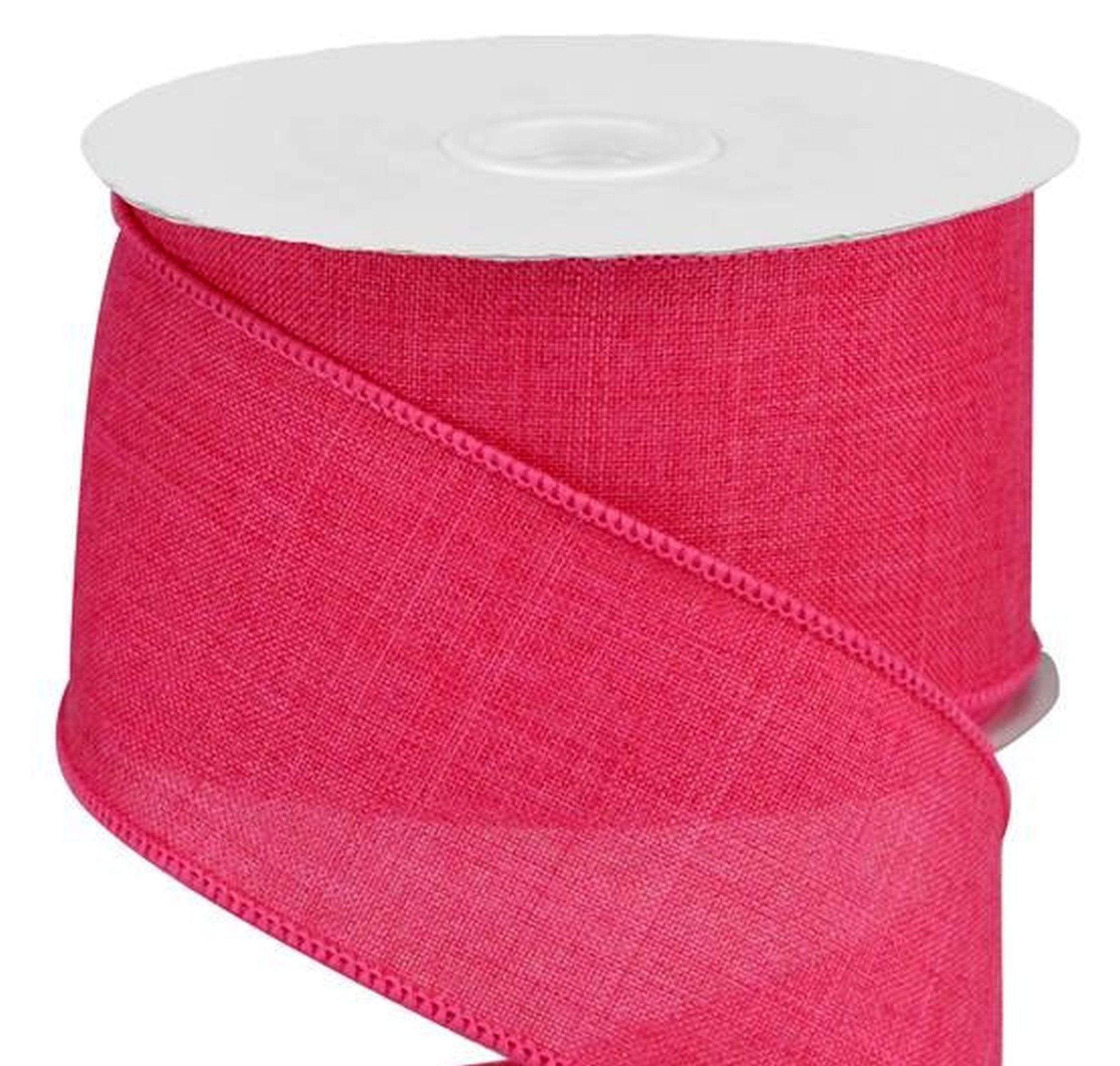 2.5 inch Hot Pink Ribbon - Wired Canvas Ribbon - 10 Yards