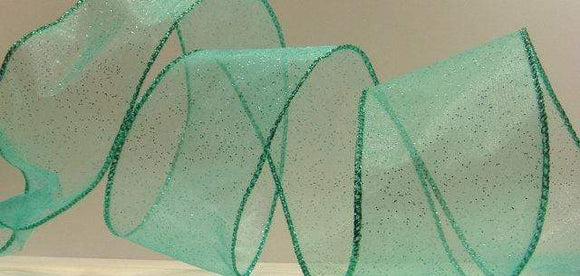 PerpetualRibbons Solids 2.5 inch Sheer Seafoam Green Ribbon - 5 Yards