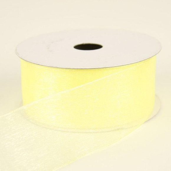 PerpetualRibbons Solids 2.5 inch Sheer Yellow Ribbon with Matching Wired Edges - 5 Yards